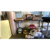 Image 1 : GROUP OF ASSORTED ITEMS INCLUDING METAL FRAMED TABLE, STOP SIGN, PARTS/COMPONENTS