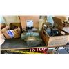 Image 3 : GROUP OF ASSORTED ITEMS INCLUDING METAL FRAMED TABLE, STOP SIGN, PARTS/COMPONENTS