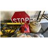 Image 7 : GROUP OF ASSORTED ITEMS INCLUDING METAL FRAMED TABLE, STOP SIGN, PARTS/COMPONENTS