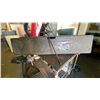 Image 4 : GROUP OF ITEMS INCLUDING TABLE - GOLF CLUBS, RIFLE CASE, SONY RADIO, STOOL AND