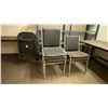 Image 3 : UPSTAIRS MEETING ROOM ITEMS - BLUE METAL SHELF UNIT, 5 STACKING CHAIRS, 2 FOLDING CHAIRS AND