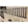 Image 2 : 8' METAL WORK BENCH. 4 DRAWERS, 5" VISE, COMPLETE SET OF MATCHING COMBINATION WRENCHES (7MM-24MM),