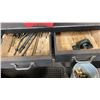 Image 3 : 8' METAL WORK BENCH. 4 DRAWERS, 4' LIGHT, AIR HOSE REEL, SET OF COMBINATION WRENCHES (1/4"-1 1/16")