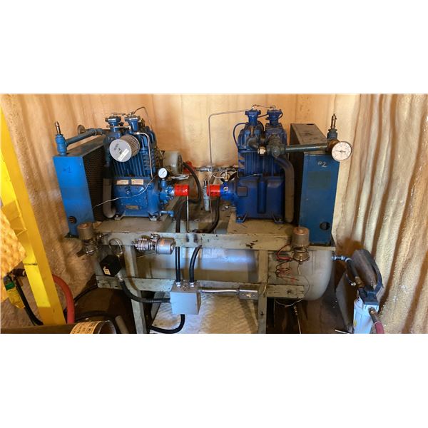 TWIN MOTOR COMPRESSOR. SET SO THAT SECOND COMPRESSOR TURNS ON WHEN LOAD REQUIRES IT.