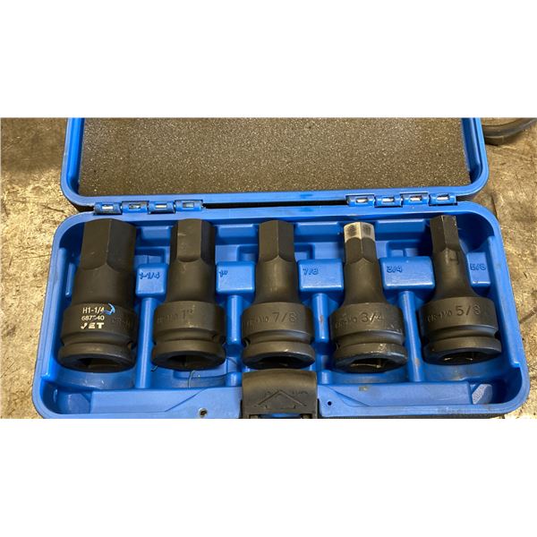 JET 3/4" DRIVE HEX DRIVER IMPACT SET. 5/8"-1 1/4"