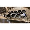 Image 1 : 10 PCS 1" DRIVE IMPACT SOCKETS. ASST S.A.E. SIZES TO 3 1/8"