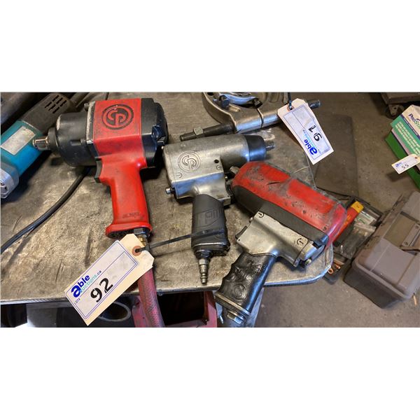 3 CHICAGO PNEUMATIC AIR IMPACT GUNS. 2 X 1/2", 1 X 3/4"