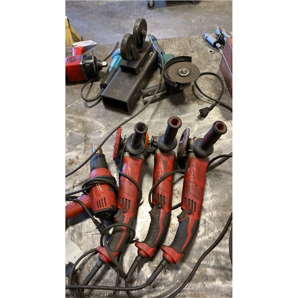 3 MILWAUKEE ANGLE GRINDERS AND MILWAUKEE HEAT GUN