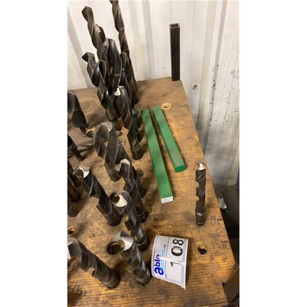 GROUP OF #3 SHANK DRILL BITS. APPROX 17 PCS. VARIOUS SIZES UP TO 1 1/16 