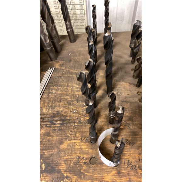 GROUP OF #2 SHANK DRILL BITS. APPROX 17 PCS. VARIOUS SIZES UP TO 3/4 