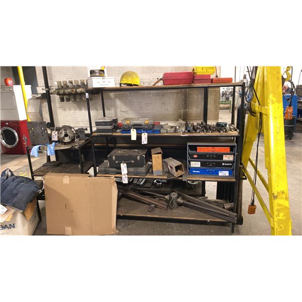 CUSTOM METAL SHELVING UNIT. 64  X 18  X 66  HIGH. CONTENTS NOT INCLUDED