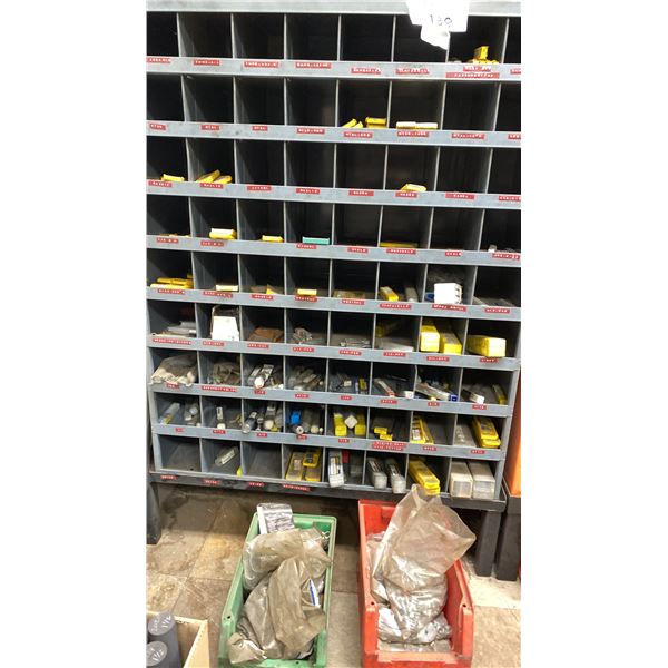 STORAGE CABINET COMPLETE WITH CONTENTS. LARGE SUPPLY OF TOOLING INSERTS, THREADING INSERTS,