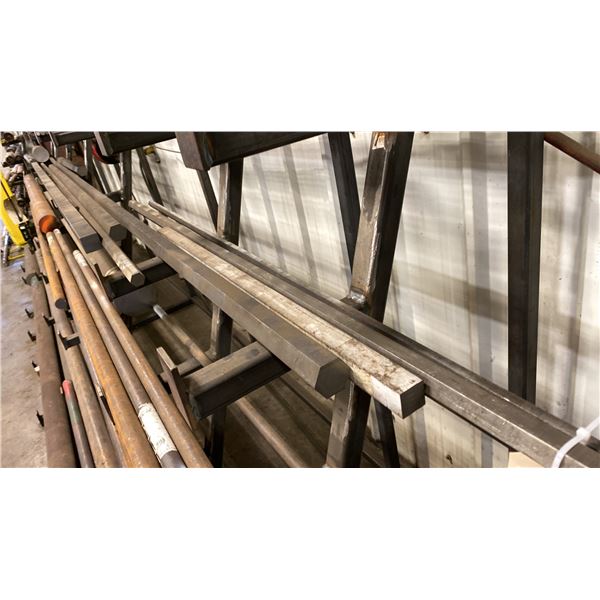 SEVERAL LENGTHS OF 4140 STAINLESS HEXAGON AND SQUARE STOCK. HEX 1/2 , 5/8 , 7/8 , 1 , 1 3/8  AND