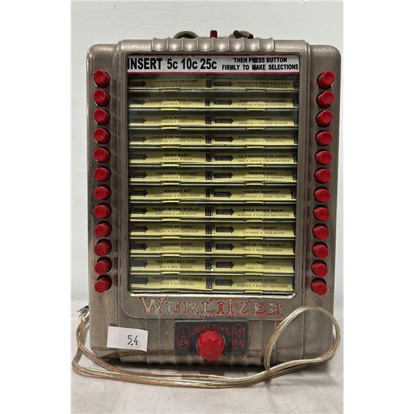 VINTAGE WURLITZER MODEL 4820 WALLBOX JUKEBOX SELECTOR WITH KEY