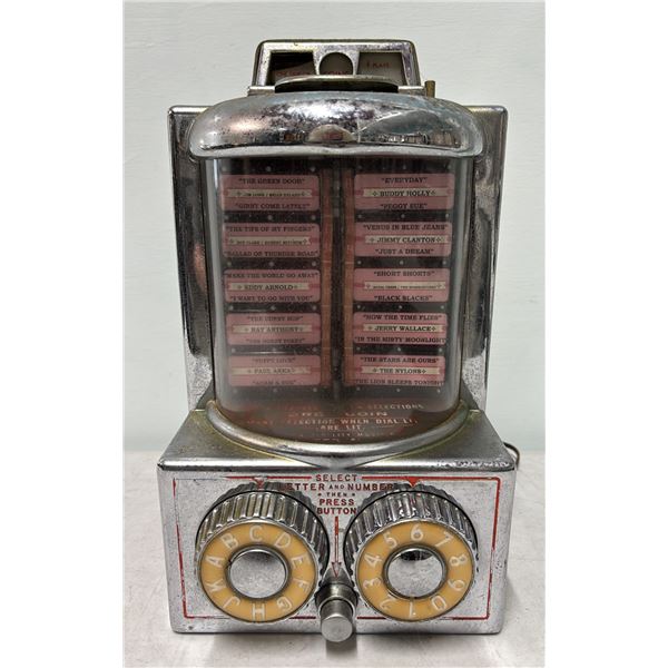 VINTAGE LATE 1950S UNITED JUKEBOX WALLBOX *NO KEY*