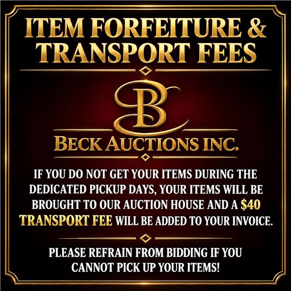 Item Forfeiture & Transport, Shipping, Delivery Fees & Conditions