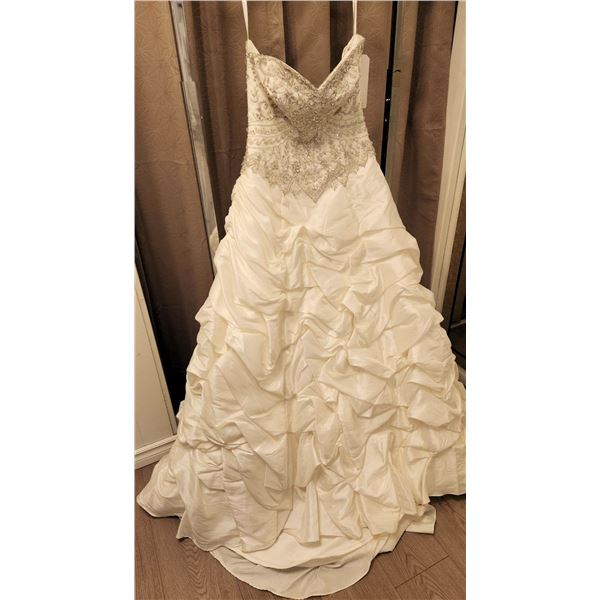 Madison Collection Size 8 Ivory and Silver Bridal Dress with Beaded Bodice