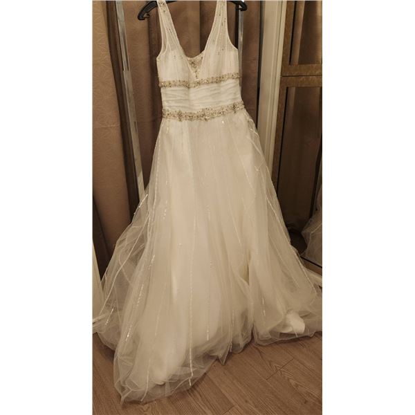 Alfred Angelo Size 8 Bridal Gown with Sequin and Bead Embellishments
