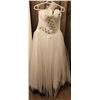 Image 1 : White Strapless Gown with Floral Applique and Rhinestone Detail, No Size or Manufacturer Tag