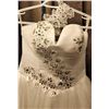 Image 2 : White Strapless Gown with Floral Applique and Rhinestone Detail, No Size or Manufacturer Tag