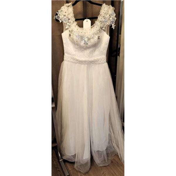 White Bridal Gown with Beaded Floral Accents