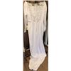 Image 4 : White Long Sleeve Bridal Gown with Lace Appliqué and Button Detailing, Fits Medium
