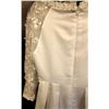 Image 3 : White Bridal Gown with Lace Sleeves and Floral Belt, Size 6, No Manufacturer Tag
