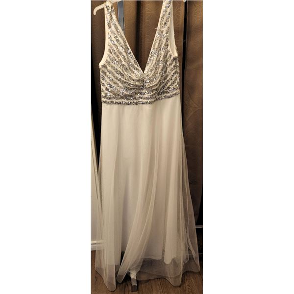 Sleeveless White Bridal Gown with Sequin Bodice