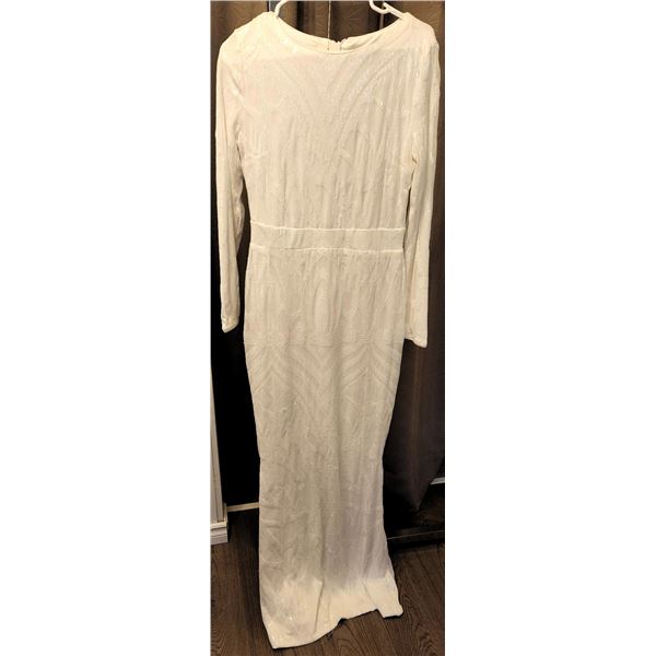 Miss Ord White Sequin Long Sleeve Bridal Gown