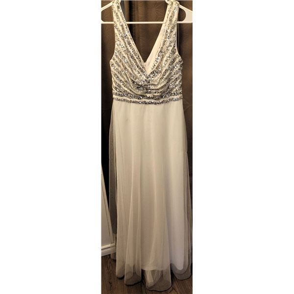 Sleeveless White Bridal Gown with Sequin Bodice