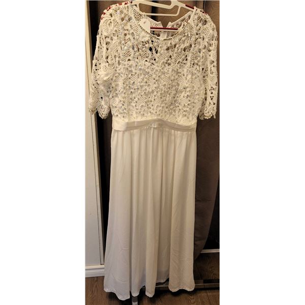 White Lace Bridal Gown with Beaded Embellishments