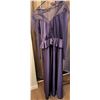 Image 1 : Purple Formal Gown with Sheer Mesh Long Sleeves and Peplum Waist