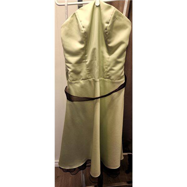 Alfred Angelo Strapless Formal Gown with Brown Organza Accents