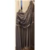 Image 1 : David's Bridal Formal Gown, One Shoulder Grey Lace Bodice
