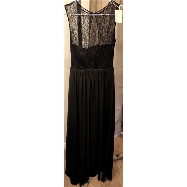 After Six Black Lace and Chiffon Formal Gown