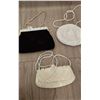 Image 1 : 3 Evening Bags – Velvet Clutch, Beaded Cadaz Purse, Beaded Ebony & Ivory Purse