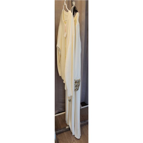 Angora Cardigan and Long Dress with Sequined Cuffs