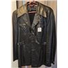 Image 1 : Black Leather Button-Front Jacket with Flap Pockets