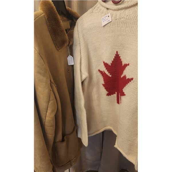 Maple Leaf 100% Wool Sweater and CYC Faux Shearling Jacket