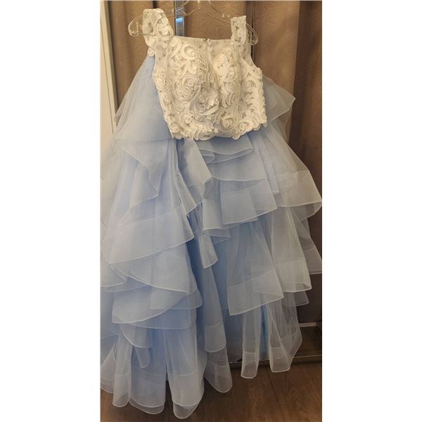 Ellie Wilde Blue and White Formal Gown