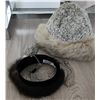 Image 1 : Fur Trimmed Hats: Crochet Hat with Fur Band and Frederick & Nelson Net Veil Hat