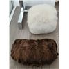 Image 1 : White Rabbit Fur Muff and Brown Fur Muff Pair