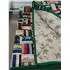 Image 1 : Colourful Patchwork Quilt with Green Border and Floral Reverse Backing