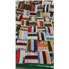 Image 2 : Colourful Patchwork Quilt with Green Border and Floral Reverse Backing