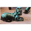 Image 2 : Green Glazed Ceramic Dog Figurine, Duck Figurine, and Triple Section Dish Trio