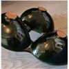 Image 9 : Green Glazed Ceramic Dog Figurine, Duck Figurine, and Triple Section Dish Trio