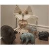 Image 1 : 4 Animal Figurines and 1 Glass Carafe with Pinecone Design