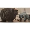 Image 3 : 4 Animal Figurines and 1 Glass Carafe with Pinecone Design