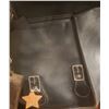 Image 6 : Black Leather Double Saddle Bag with Fringe and Western Styling