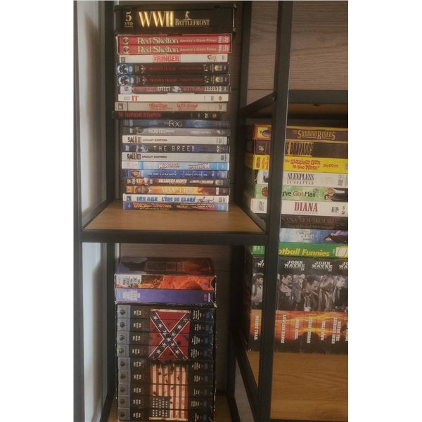 DVD and VHS Lot Including WWII, Civil War, and Feature Films